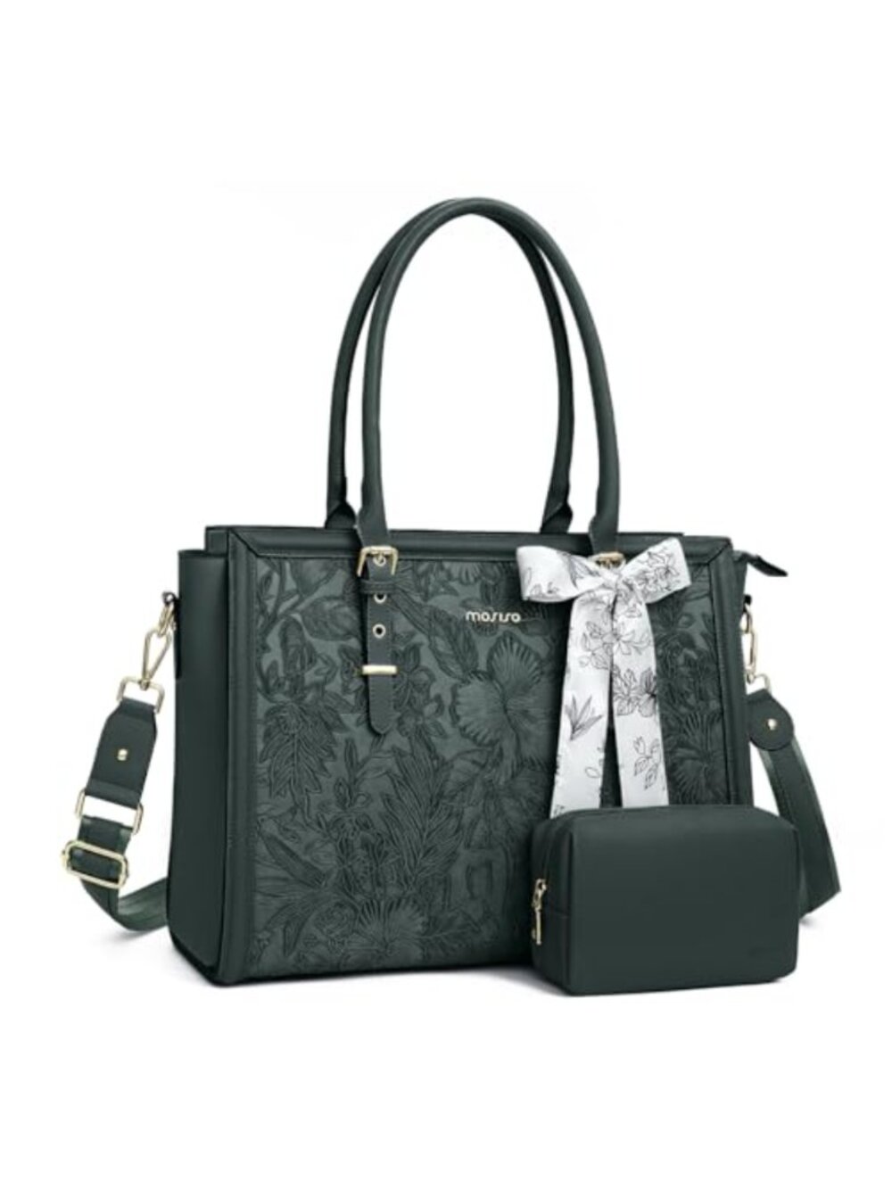 PU Leather Laptop Tote Bag 15.6-16 inch Waterproof Messenger Shoulder Bag
